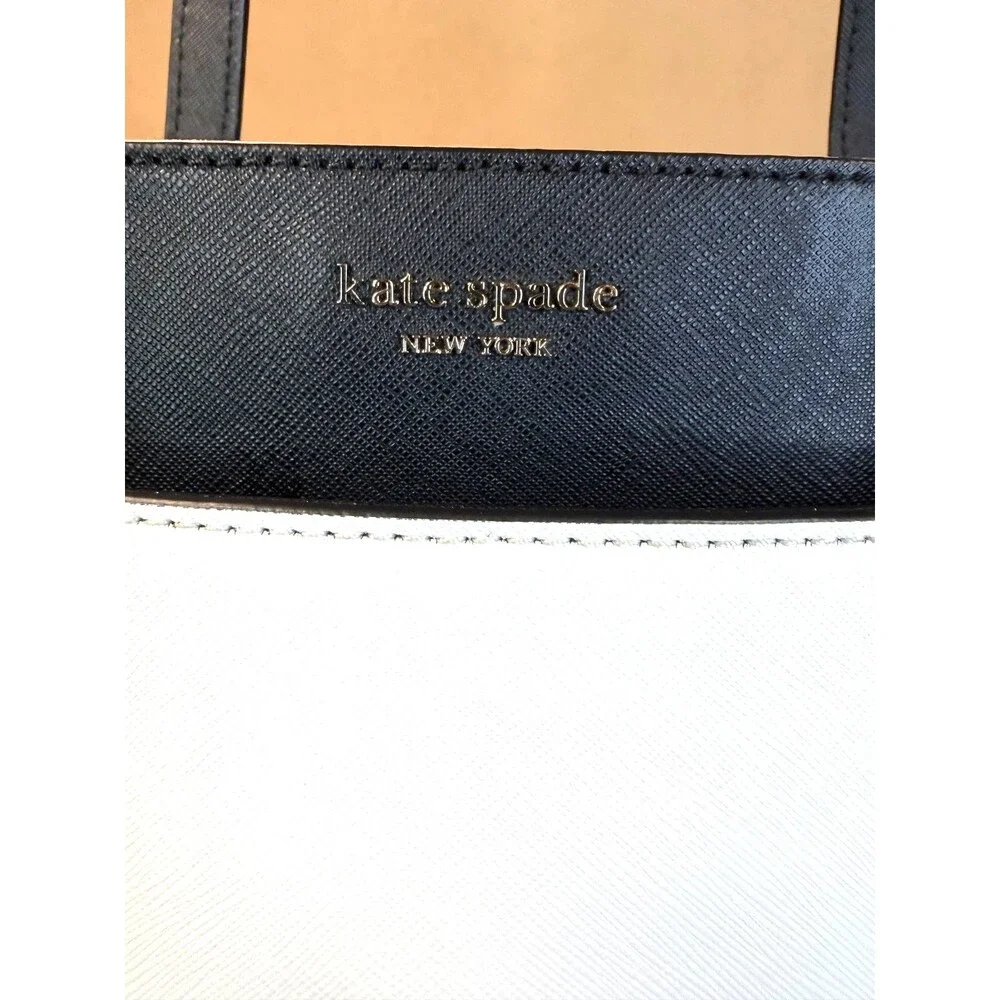 Kate Spade Cameron Large Colorblock Laptop Tote – Black/White/Beige